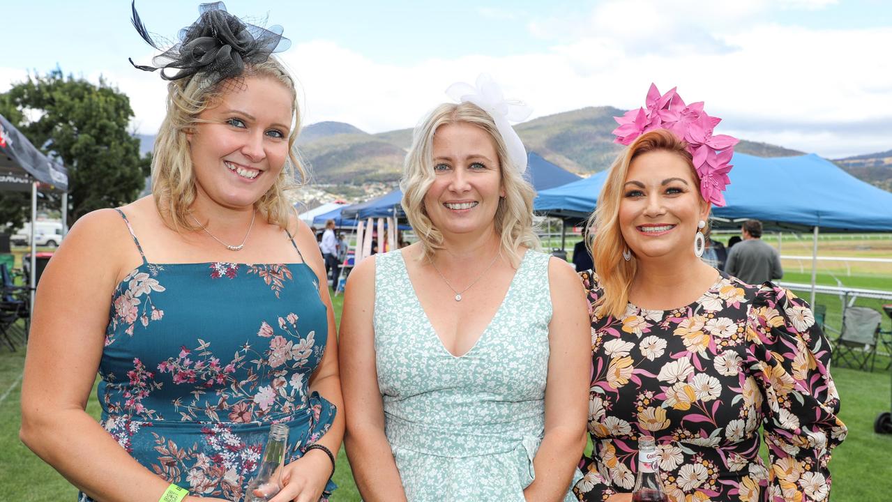 Jessica Burdon, Rebecca Webster, Nicole McCarthy at the Hobart Cup Day. Picture : Mireille Merlet