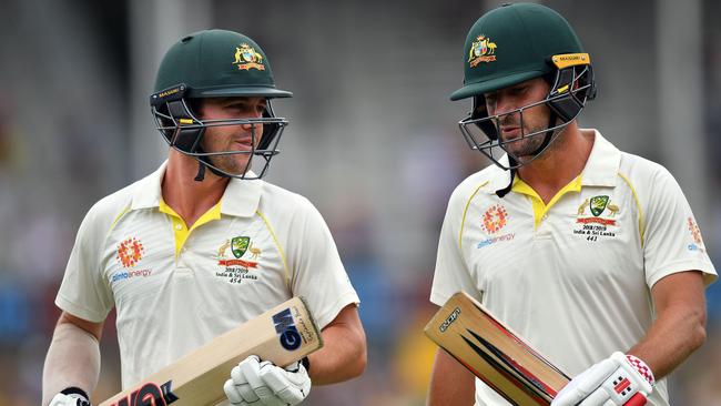 Rescue mission accomplished ... Australia's Joe Burns (right) and Travis Head shared in a 308-run stand. Picture: AFP