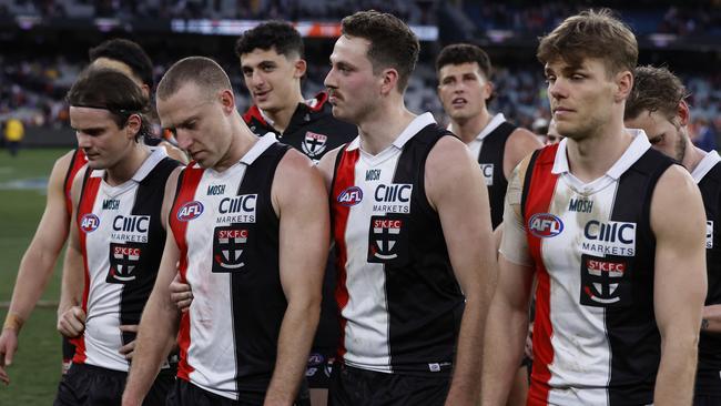 The Saints walk off the MCG after the elimination final loss to GWS. Picture: Darrian Traynor/AFL Photos