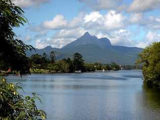 RIVER: Mt Warning looking down the Tweed river into Murwillumbah. Picture: John Gass