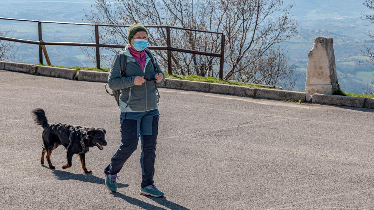 Woman wearing face mask due to Covid-19, Slovenia, Europe. Nikon D3x