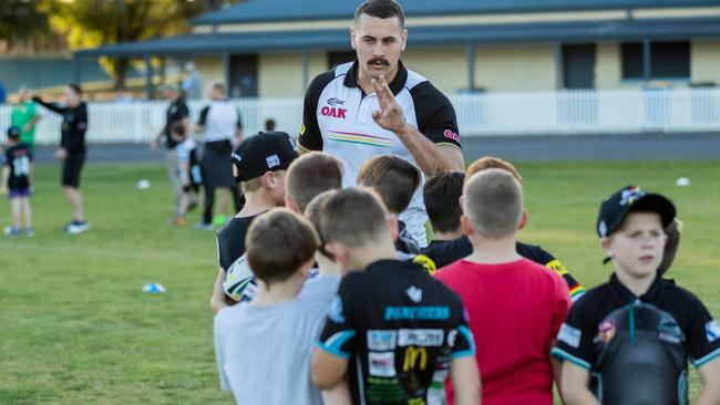 Regan Campbell-Gillard gets the local kids into shape.