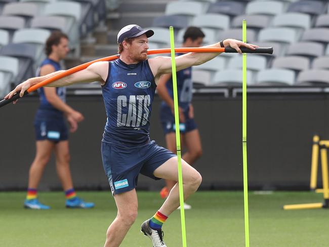 Gary Rohan working away at training in January. Picture: Alan Barber