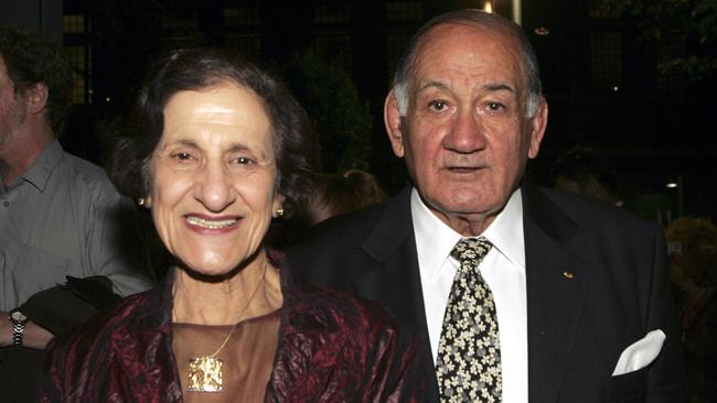 Former NSW governor Marie Bashir with her late husband Sir Nicholas Shehadie. Picture: Patrick Riviere/Getty Images