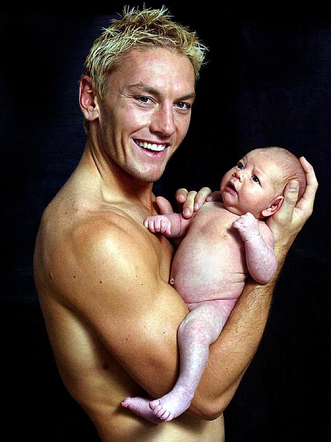 Shane and Taj as a baby in 2003. Picture: Wayne Ludbey.