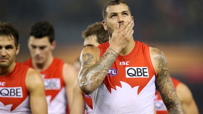 Lance Franklin is battling a heel injury. Picture: Michael Klein