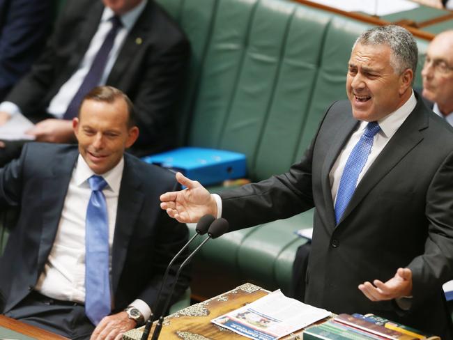 Why don’t people like our Budget? Treasurer Joe Hockey (right) with Tony Abbott during Question Time in the House of Representatives.