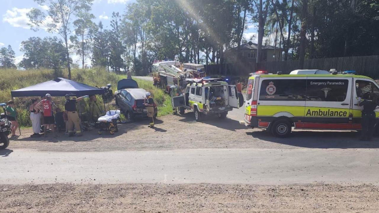 The scene of the crash at the intersection of Booloumba Creek Rd and Maleny Kenilworth Rd in Cambroon, south of Kenilworth.