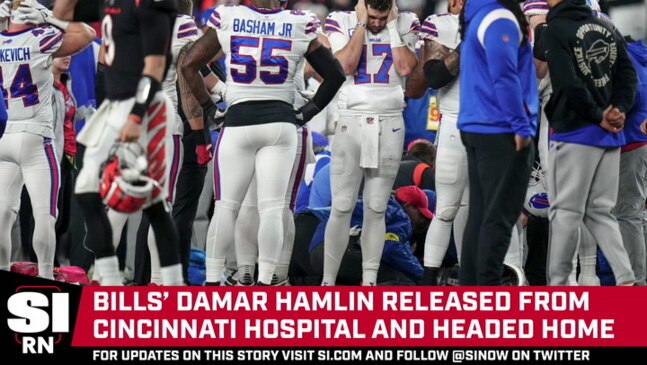 Bills safety Damar Hamlin released from Cincinnati hospital, returns to  Buffalo