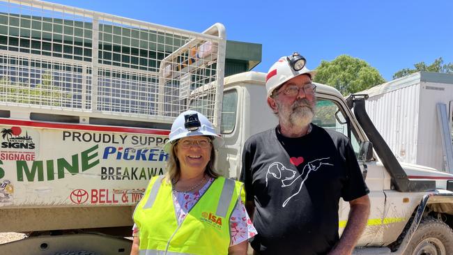 Mount Isa Coaches owner Michelle Valinoti and Outback at Isa tour guide Steve Carson.