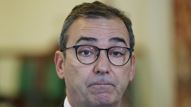 South Australian Premier Steven Marshall at a covid presser in the Parliament House, Adelaide. NCA NewsWire / David Mariuz