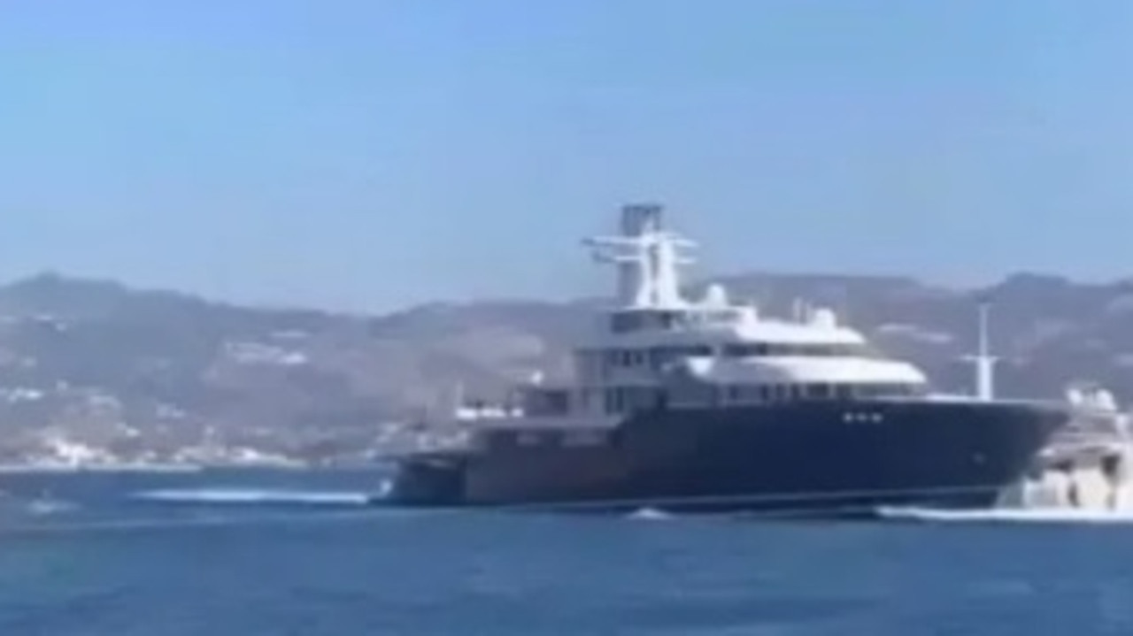 The smaller yacht was dragged for a few seconds by the megayacht. Picture: Instagram/theyachtfella