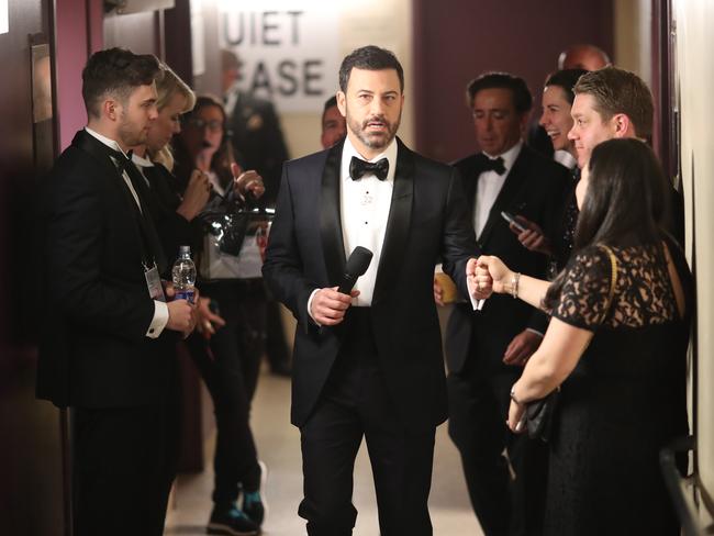 Host Jimmy Kimmel backstage during the 89th Annual Academy Awards. Picture: Getty Images