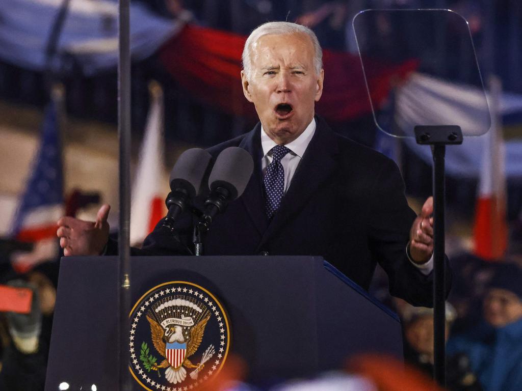 US President Joe Biden delivers a speech at the Royal Warsaw Castle Gardens in Warsaw, Poland. Picture: AFP