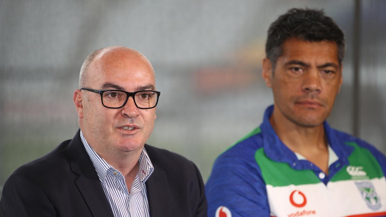Cameron George, CEO of the Warriors, and coach Stephen Kearney