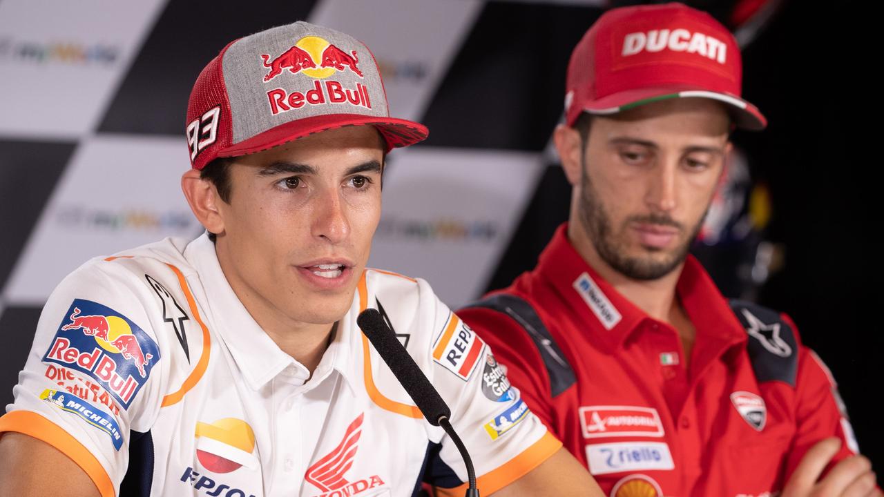 Marc Marquez and Andrea Dovizioso give a press conference after qualifying in Austria.
