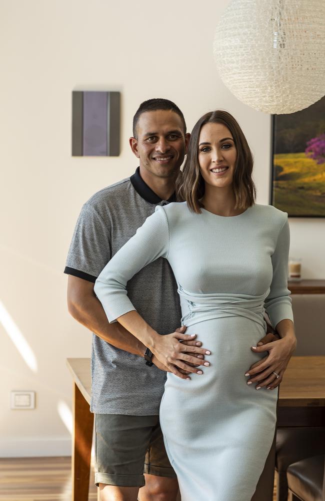 Australian cricketer Usman Khawaja and wife Rachel Khawaja, who are expecting their first baby in July this year. Picture: Mark Cranitch