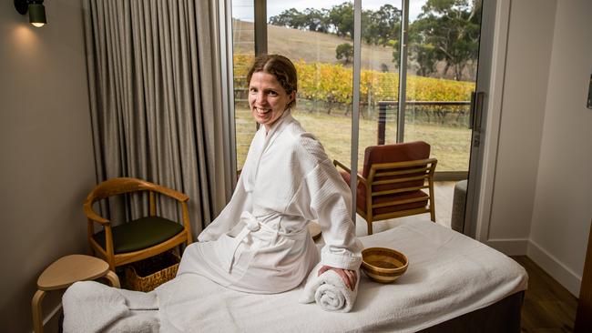 Kathy Morony at SA's first vineyard day spa, at Longview Vineeyard in Macclesfield. Picture: Tom Huntley