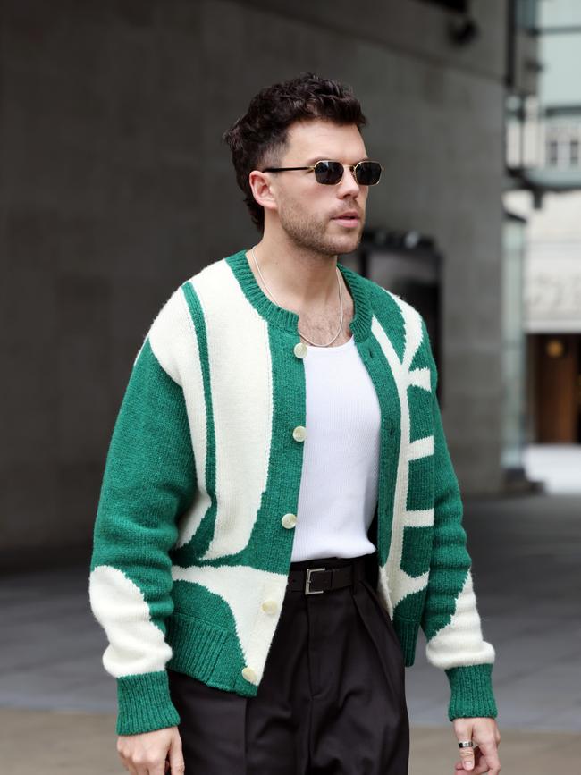 Luke Newton with a cardigan on. Picture: Neil Mockford/GC Images