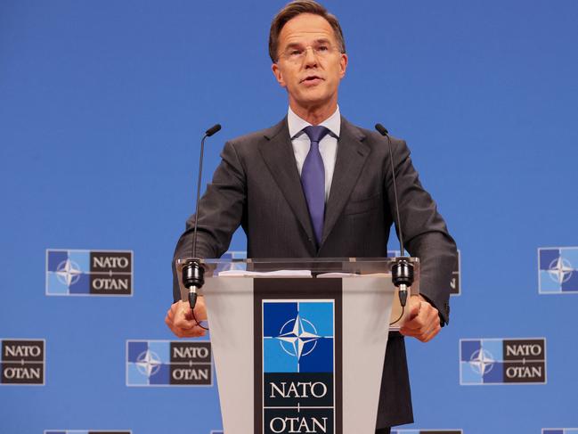 NATO Secretary General Mark Rutte adresses a press conference during a NATO Defence Ministers meeting in Brussels, Belgium. Picture: AFP