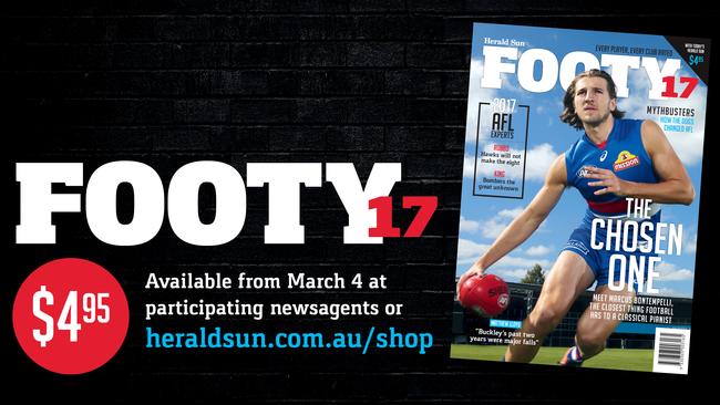 Grab your copy of 'Footy17' from participating newsagents from Saturday or ORDER NOW from the Herald Sun shop online or on (03) 9292 1234.