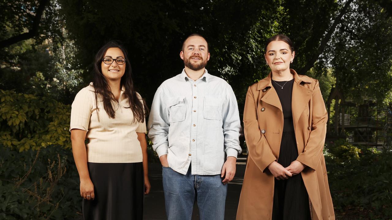 Registered nurses Emily Cordwell, Stuart O'Neill and Samantha Campbell who all work in mental health. World Mental Health Nurses Day. Picture: Nikki Davis-Jones