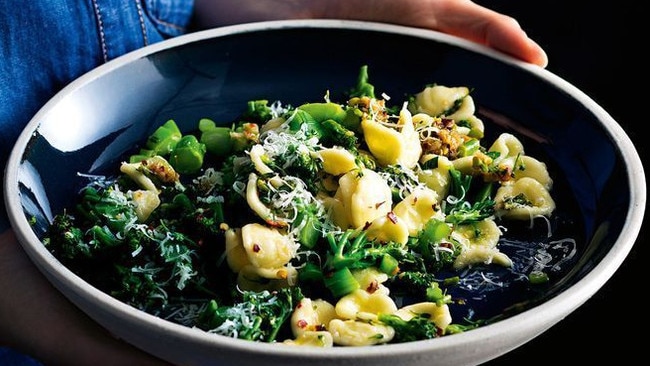 Sausage and broccolini high-protein pasta dish. Picture: Supplied