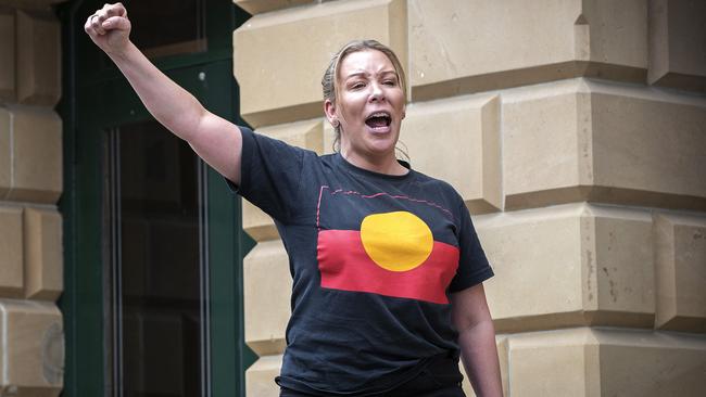 TAC Campaign Manager Nala Mansell after Tasmanian Premier Peter Gutwein tabled the Treaty Report in Parliament that was co authored by Professors Kate Warner and Tim McCormack. Picture: Chris Kidd