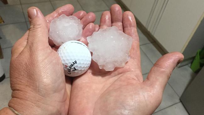 Hail the size of golf balls hit Kawana and the severe thunderstorm is predicted to roll further north threatening communities like Moranbah and St Lawrence