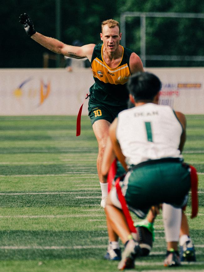 Aaron Howard of the Australian Flag Football team. Picture: Jack Foley Photography