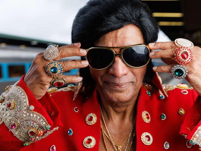 DAILY TELEGRAPH JANUARY 11, 2024The Parkes Elvis Festival 2024 with Elvis fans taking the train from Central to Parkes this morning. Alfred Vaz the Bollywood Elvis. Picture: David Swift