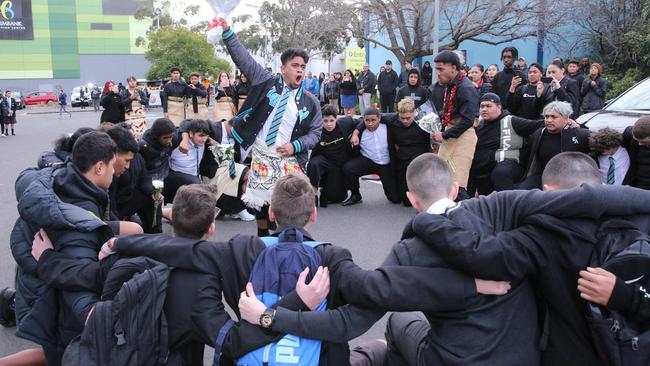 Teenagers gather to pay tribute to Solomone. Picture: Wayne Taylor