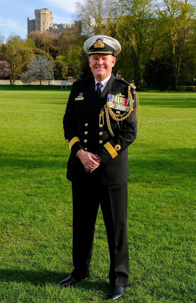 Commodore Guy Holthouse, head of Australian Defence Staff in London, was part of the service for Prince Philip. Picture: Tristan Potter SWNS