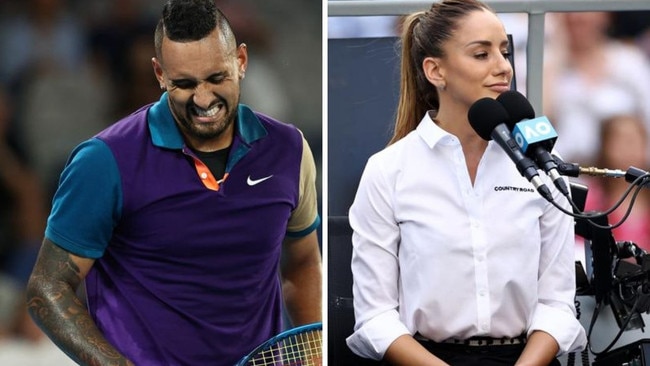 Nick Kyrgios and umpire Marijana Veljovic.