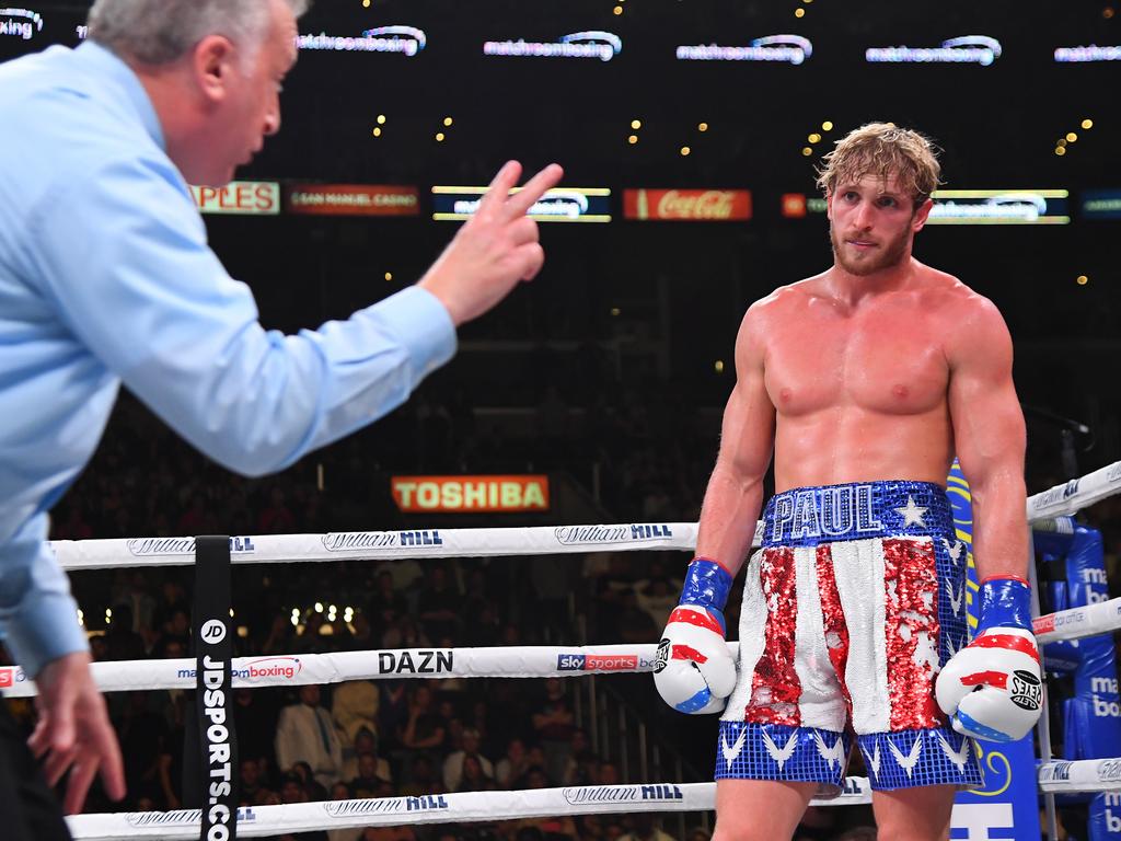 Referee Jack Reiss deducts two points from Logan Paul. Picture: Jayne Kamin-Oncea/Getty Images/AFP