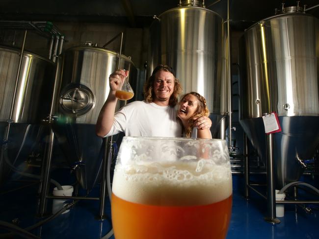 Pirate Life Brewing couple Jack Cameron and Becky Bayne at the new brewery at Thebarton. Picture: Tait Schmaal