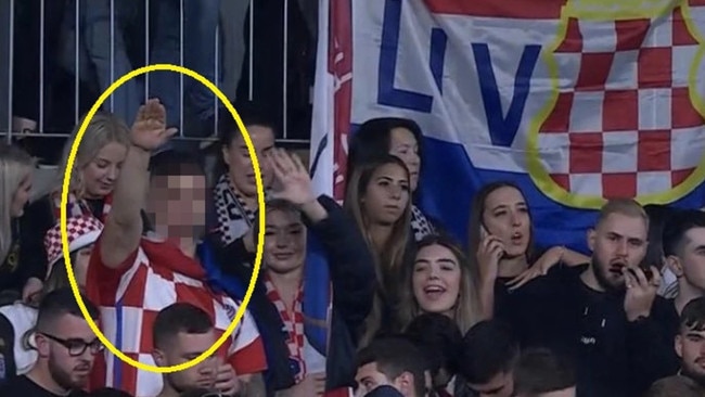 The alleged Nazi salutes at the Australia Cup final in October.