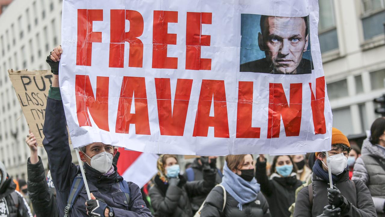 The riots in Moscow have triggered protest marches in Germany as some 2500 supporters of Russian opposition politician Alexei Navalny for his release from prison. Picture: Omer Messinger/Getty Images