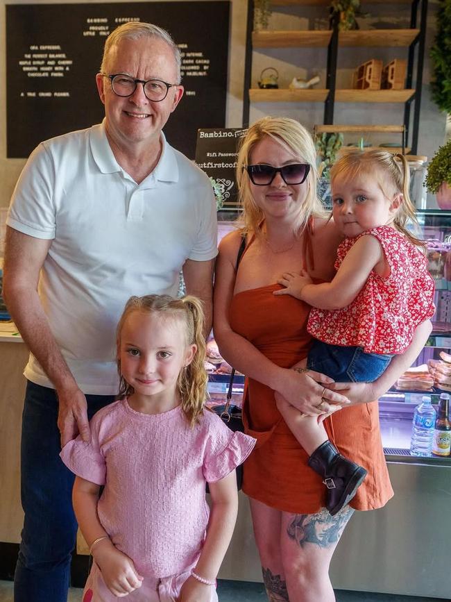 Anthony Albanese in election mode meeting locals in Mount Isa during his bush tour. Picture: Instagram