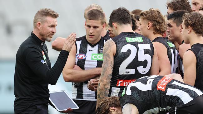 Nathan Buckley and the Magpies played at an empty MCG. Picture: Michael Klein