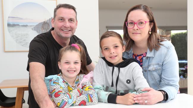 Ben and Wren Wilson with their children Adeline and Hunter. Picture: Alan Barber