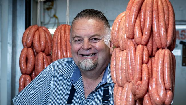 Trevor Winfield at McFarland’s Gourmet Meats, which sells some of the best snags in Sydney. Picture: Julian Andrews