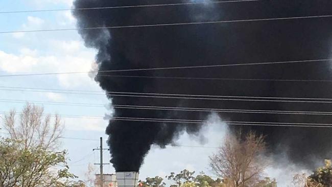 Black smoke billows from North Goonyella coal mine on September 28, 2018.