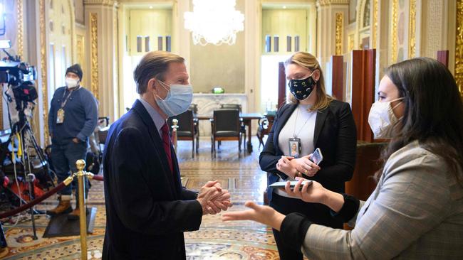 Senator Richard Blumenthal, D-CT, speaks to reporters in the Senate Reception Room. Picture: AFP.