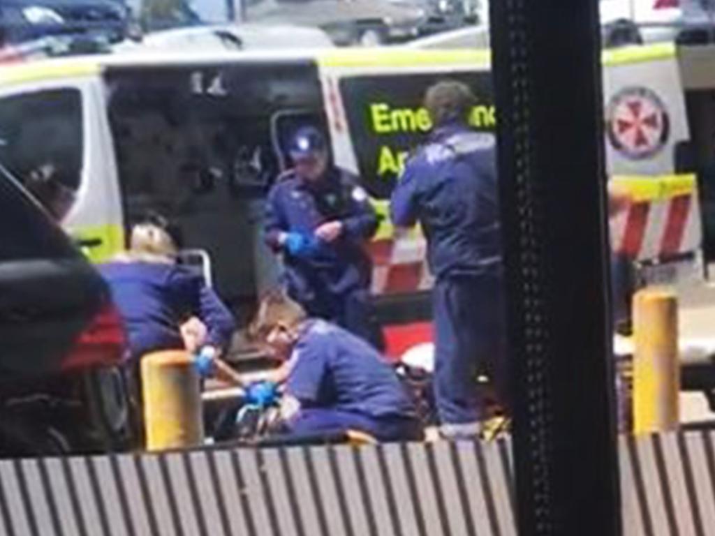 Paramedics pictured on scene at Rockdale Fitness First after former bikie boss Mahmoud ‘Mick’ Hawi was shot in the car park.