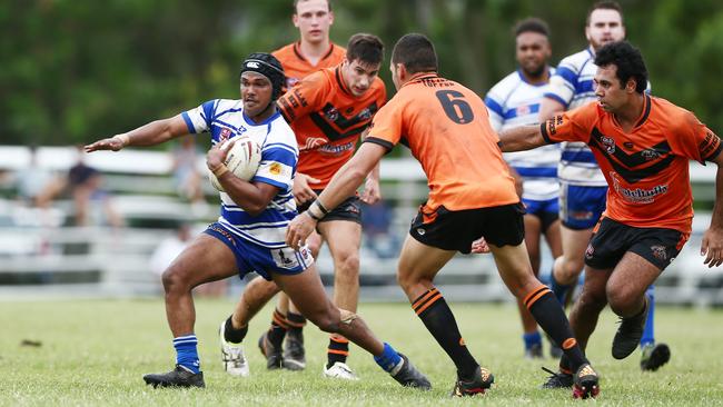 Action from the 2019 Cairns and District Rugby League (CDRL) match between Cairns Brothers and the Tully Tigers, held at Stan Williams Park, Manunda. Brothers' Quinlyn Cannon. PICTURE: BRENDAN RADKE