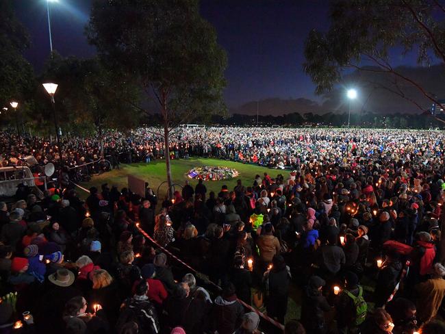 Reclaim Princes Park vigil for Eurydice Dixon in Carlton. Picture: Jason Edwards