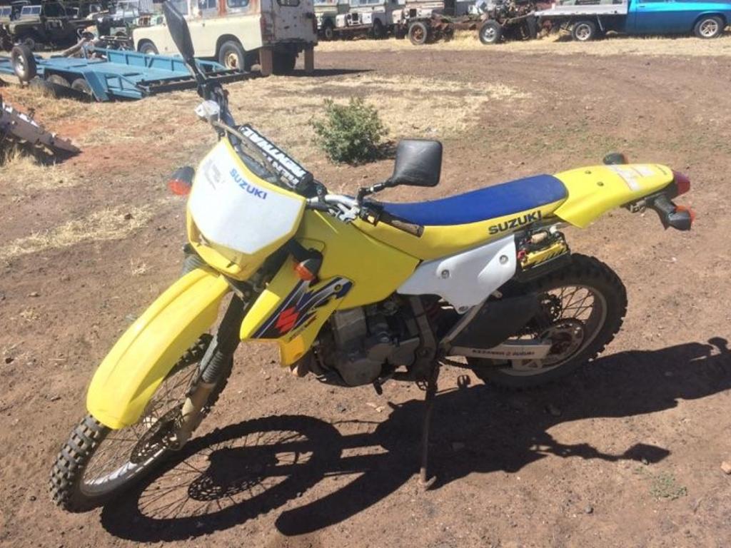 Richard Davis’s Suzuki motorbike, which he crashed on a Flinders Ranges road. Picture: Supplied