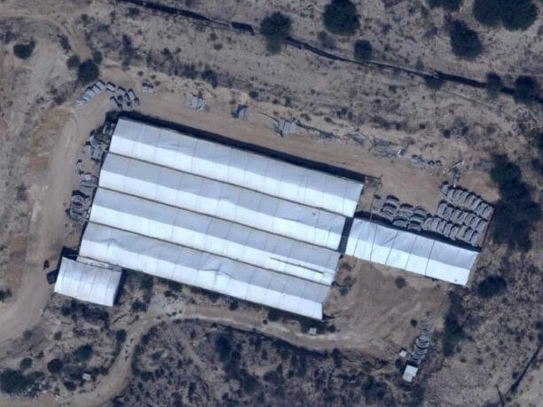 Hamas construction work of a major tunnel in the northern Gaza Strip, in an aerial image published by the Israeli military. Picture: IDF