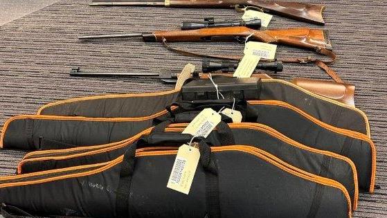 Police allegedly seized a large number of unregistered firearms from a Williamtown property in August, 2024. Picture: NSW Police